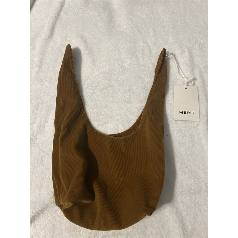 NWT Merit Beauty Signature Makeup Bag Corduroy Tie Top Pouch Minimalist Purse